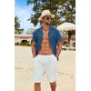 imageCOOFANDY Mens Cotton Linen Shirt Casual Button Down Short Sleeve Shirts Summer Cuban Vacation Beach Shirts with PocketNavy Blue