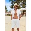 imageCOOFANDY Mens Cotton Linen Shirt Casual Button Down Short Sleeve Shirts Summer Cuban Vacation Beach Shirts with PocketWhite