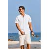 imageCOOFANDY Mens Cotton Linen Shirt Casual Button Down Short Sleeve Shirts Summer Cuban Vacation Beach Shirts with PocketWhite