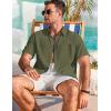 imageCOOFANDY Mens Cotton Linen Shirts Short Sleeve Casual Shirts Summer Button Down Shirt Linen Beach Vacation ShirtArmy Green