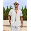 imageCOOFANDY Mens Cotton Linen Shirts Short Sleeve Casual Shirts Summer Button Down Shirt Linen Beach Vacation ShirtAwhite