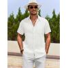 imageCOOFANDY Mens Cotton Linen Shirts Short Sleeve Casual Shirts Summer Button Down Shirt Linen Beach Vacation ShirtAwhite