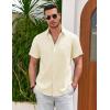 imageCOOFANDY Mens Cotton Linen Shirts Short Sleeve Casual Shirts Summer Button Down Shirt Linen Beach Vacation ShirtBeige