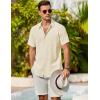 imageCOOFANDY Mens Cotton Linen Shirts Short Sleeve Casual Shirts Summer Button Down Shirt Linen Beach Vacation ShirtBeige