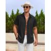 imageCOOFANDY Mens Cotton Linen Shirts Short Sleeve Casual Shirts Summer Button Down Shirt Linen Beach Vacation ShirtBlack