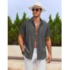 imageCOOFANDY Mens Cotton Linen Shirts Short Sleeve Casual Shirts Summer Button Down Shirt Linen Beach Vacation ShirtDark Gray
