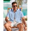 imageCOOFANDY Mens Cotton Linen Shirts Short Sleeve Casual Shirts Summer Button Down Shirt Linen Beach Vacation ShirtLight Blue