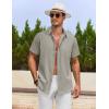 imageCOOFANDY Mens Cotton Linen Shirts Short Sleeve Casual Shirts Summer Button Down Shirt Linen Beach Vacation ShirtLight Gray