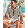 imageCOOFANDY Mens Cotton Linen Shirts Short Sleeve Casual Shirts Summer Button Down Shirt Linen Beach Vacation ShirtLight Gray