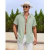 imageCOOFANDY Mens Cotton Linen Shirts Short Sleeve Casual Shirts Summer Button Down Shirt Linen Beach Vacation ShirtLight Green