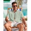 imageCOOFANDY Mens Cotton Linen Shirts Short Sleeve Casual Shirts Summer Button Down Shirt Linen Beach Vacation ShirtLight Green