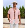 imageCOOFANDY Mens Cotton Linen Shirts Short Sleeve Casual Shirts Summer Button Down Shirt Linen Beach Vacation ShirtPink