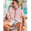 imageCOOFANDY Mens Cotton Linen Shirts Short Sleeve Casual Shirts Summer Button Down Shirt Linen Beach Vacation ShirtPink