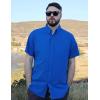 imageCOOFANDY Mens Cotton Linen Shirts Short Sleeve Casual Shirts Summer Button Down Shirt Linen Beach Vacation ShirtRoyal Blue