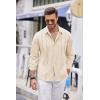 imageCOOFANDY Mens Cuban Guayabera Shirt Casual Button Down Shirts Long Sleeve Summer Beach ShirtsBeige