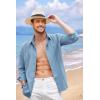 imageCOOFANDY Mens Cuban Guayabera Shirt Casual Button Down Shirts Long Sleeve Summer Beach ShirtsBlue