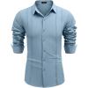 imageCOOFANDY Mens Cuban Guayabera Shirt Casual Button Down Shirts Long Sleeve Summer Beach ShirtsBlue