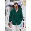 imageCOOFANDY Mens Cuban Guayabera Shirt Casual Button Down Shirts Long Sleeve Summer Beach ShirtsDark Green
