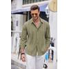 imageCOOFANDY Mens Cuban Guayabera Shirt Casual Button Down Shirts Long Sleeve Summer Beach ShirtsGreen