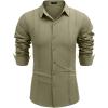 imageCOOFANDY Mens Cuban Guayabera Shirt Casual Button Down Shirts Long Sleeve Summer Beach ShirtsGreen