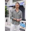 imageCOOFANDY Mens Cuban Guayabera Shirt Casual Button Down Shirts Long Sleeve Summer Beach ShirtsGrey