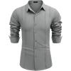 imageCOOFANDY Mens Cuban Guayabera Shirt Casual Button Down Shirts Long Sleeve Summer Beach ShirtsGrey