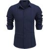 imageCOOFANDY Mens Cuban Guayabera Shirt Casual Button Down Shirts Long Sleeve Summer Beach ShirtsNavy Blue
