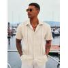imageCOOFANDY Mens Cuban Guayabera Shirt Casual Short Sleeve Button Down Shirts Summer Beach ShirtsBeige