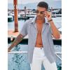 imageCOOFANDY Mens Cuban Guayabera Shirt Casual Short Sleeve Button Down Shirts Summer Beach ShirtsBlue Grey