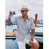 imageCOOFANDY Mens Cuban Guayabera Shirt Casual Short Sleeve Button Down Shirts Summer Beach ShirtsBlue Grey