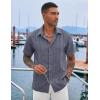 imageCOOFANDY Mens Cuban Guayabera Shirt Casual Short Sleeve Button Down Shirts Summer Beach ShirtsIndigo