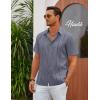 imageCOOFANDY Mens Cuban Guayabera Shirt Casual Short Sleeve Button Down Shirts Summer Beach ShirtsIndigo