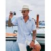 imageCOOFANDY Mens Cuban Guayabera Shirt Casual Short Sleeve Button Down Shirts Summer Beach ShirtsLight Blue