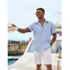 imageCOOFANDY Mens Cuban Guayabera Shirt Casual Short Sleeve Button Down Shirts Summer Beach ShirtsLight Blue