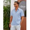 imageCOOFANDY Mens Cuban Guayabera Shirt Casual Short Sleeve Button Down Shirts Summer Beach ShirtsLight Blue