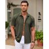 imageCOOFANDY Mens Cuban Guayabera Shirt Short Sleeve Button Down Shirts Casual Summer Beach ShirtsArmy Green