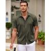 imageCOOFANDY Mens Cuban Guayabera Shirt Short Sleeve Button Down Shirts Casual Summer Beach ShirtsArmy Green