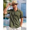 imageCOOFANDY Mens Cuban Guayabera Shirt Short Sleeve Button Down Shirts Casual Summer Beach ShirtsArmy Green