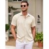imageCOOFANDY Mens Cuban Guayabera Shirt Short Sleeve Button Down Shirts Casual Summer Beach ShirtsBeige