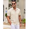 imageCOOFANDY Mens Cuban Guayabera Shirt Short Sleeve Button Down Shirts Casual Summer Beach ShirtsBeige