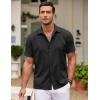 imageCOOFANDY Mens Cuban Guayabera Shirt Short Sleeve Button Down Shirts Casual Summer Beach ShirtsBlack
