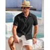 imageCOOFANDY Mens Cuban Guayabera Shirt Short Sleeve Button Down Shirts Casual Summer Beach ShirtsBlack