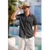 imageCOOFANDY Mens Cuban Guayabera Shirt Short Sleeve Button Down Shirts Casual Summer Beach ShirtsDark Grey