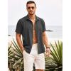 imageCOOFANDY Mens Cuban Guayabera Shirt Short Sleeve Button Down Shirts Casual Summer Beach ShirtsDark Grey