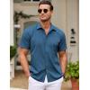 imageCOOFANDY Mens Cuban Guayabera Shirt Short Sleeve Button Down Shirts Casual Summer Beach ShirtsDenim Blue