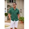 imageCOOFANDY Mens Cuban Guayabera Shirt Short Sleeve Button Down Shirts Casual Summer Beach ShirtsGreen