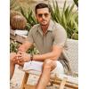 imageCOOFANDY Mens Cuban Guayabera Shirt Short Sleeve Button Down Shirts Casual Summer Beach ShirtsKhaki