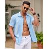 imageCOOFANDY Mens Cuban Guayabera Shirt Short Sleeve Button Down Shirts Casual Summer Beach ShirtsLight Blue