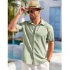imageCOOFANDY Mens Cuban Guayabera Shirt Short Sleeve Button Down Shirts Casual Summer Beach ShirtsLight Green