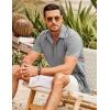 imageCOOFANDY Mens Cuban Guayabera Shirt Short Sleeve Button Down Shirts Casual Summer Beach ShirtsLight Grey